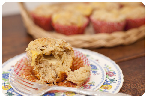 Apple crumble and custard muffins.