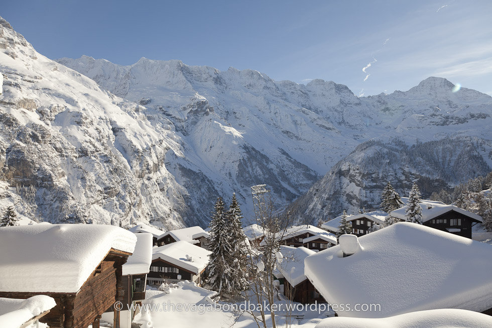 Murren, Switzerland, snow, mountains