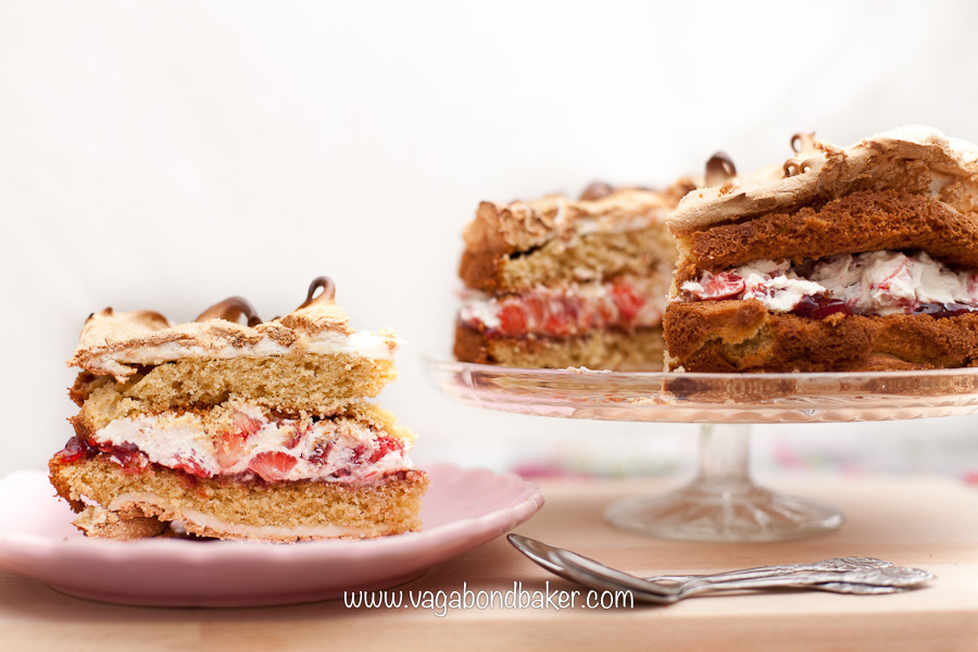 Strawberries and Cream Meringue Cake | Vagabond Baking-15