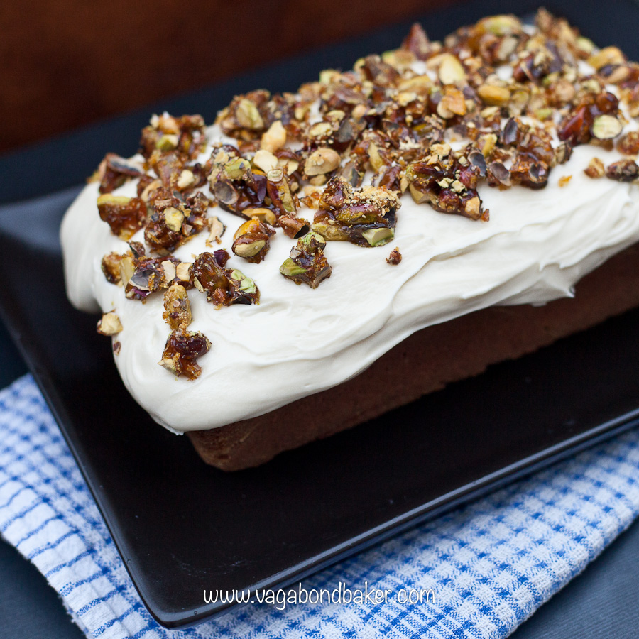 Pistachio Loaf Cake with Salted Pistachio Praline