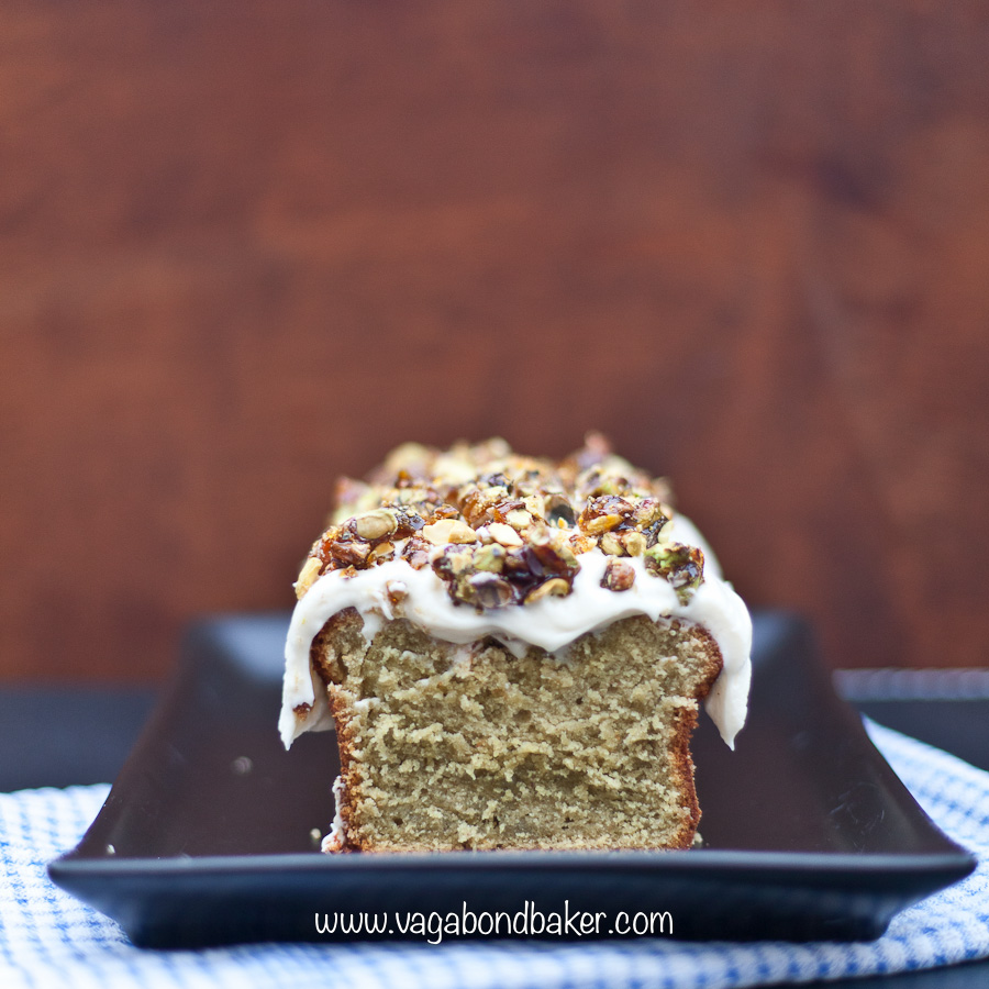 Pistachio Loaf Cake with Salted Pistachio Praline