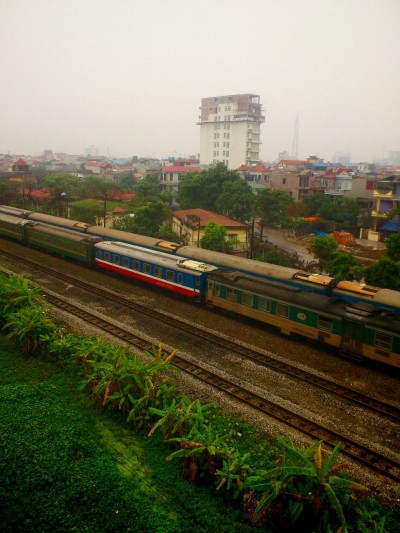 A perfect train-loving view from our hotel room