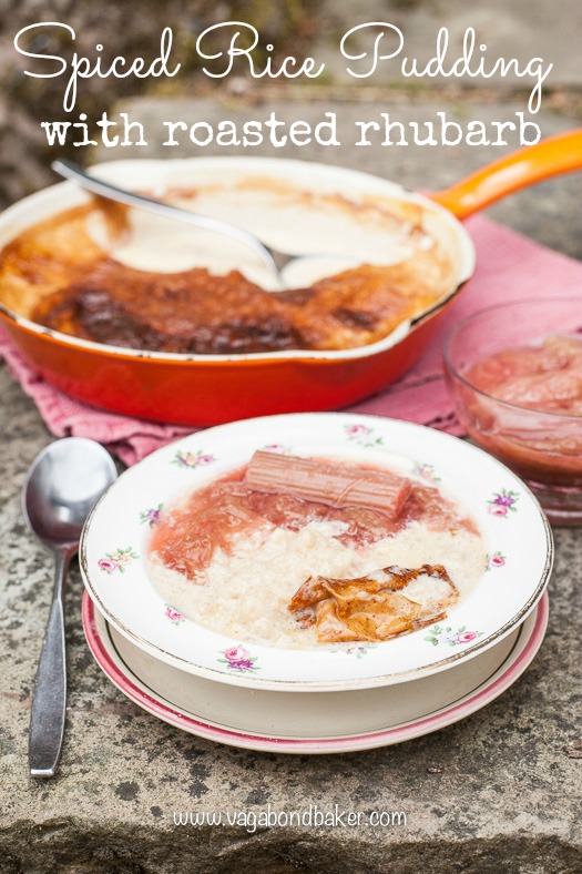 spiced rice pudding with roasted rhubarb // oven baked