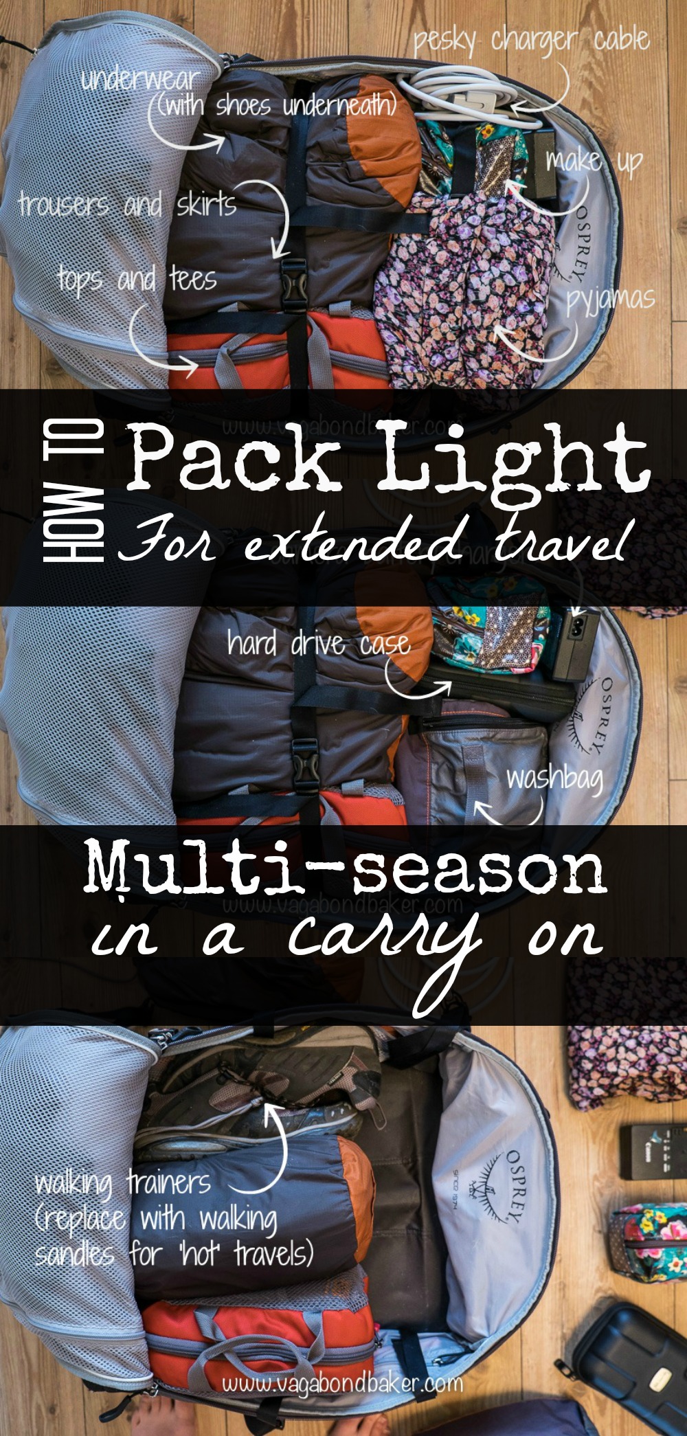 How to Pack Light For Extended Travel // Carry on