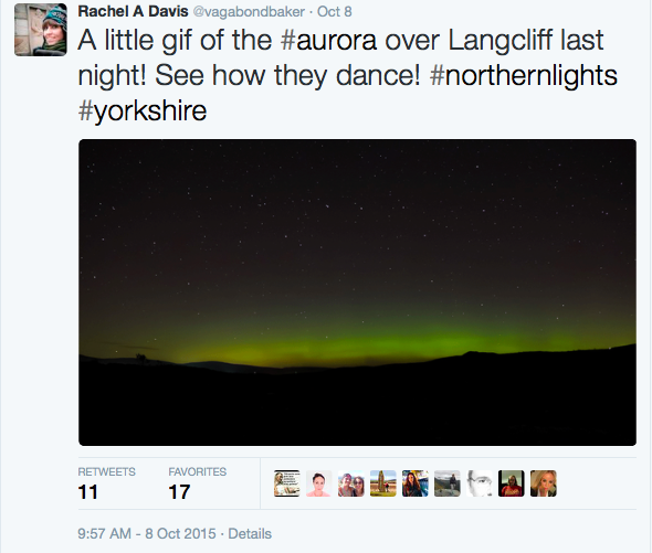 Tweet Northern Lights in Yorhshire